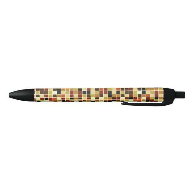 Pool Tiles, Brown Mosaic Tiles, Geometric Pattern Black Ink Pen (Bottom)