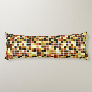 Pool Tiles, Brown Mosaic Tiles, Geometric Pattern Body Cushion