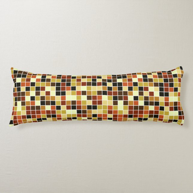 Pool Tiles, Brown Mosaic Tiles, Geometric Pattern Body Cushion (Front)