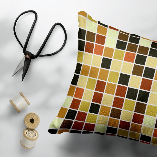 Pool Tiles, Brown Mosaic Tiles, Geometric Pattern Decorative Cushion (Creator Uploaded)