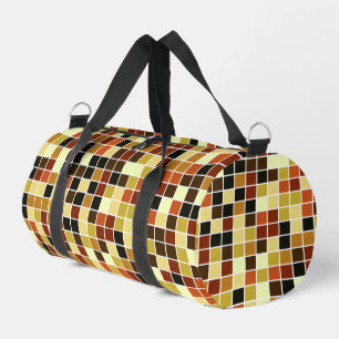 Pool Tiles, Brown Mosaic Tiles, Geometric Pattern Duffle Bag