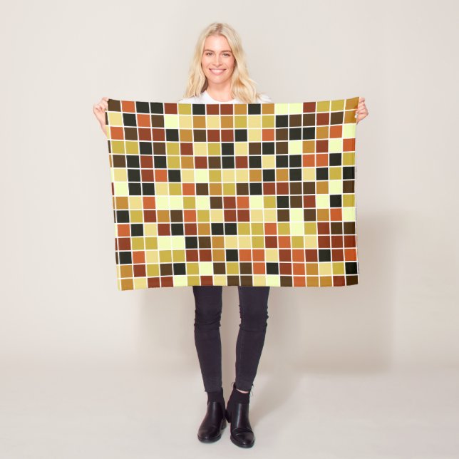 Pool Tiles, Brown Mosaic Tiles, Geometric Pattern Fleece Blanket (In Situ)