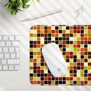 Pool Tiles, Brown Mosaic Tiles, Geometric Pattern Mouse Pad