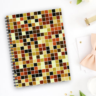 Pool Tiles, Brown Mosaic Tiles, Geometric Pattern Notebook