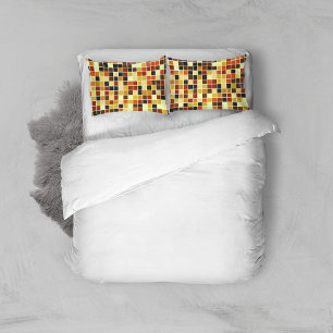 Pool Tiles, Brown Mosaic Tiles, Geometric Pattern Pillowcase