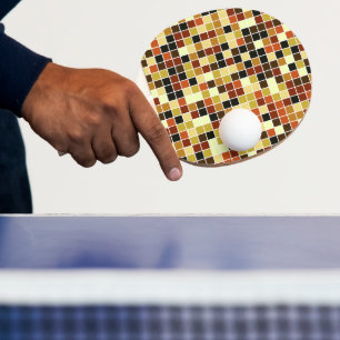 Pool Tiles, Brown Mosaic Tiles, Geometric Pattern Ping Pong Paddle