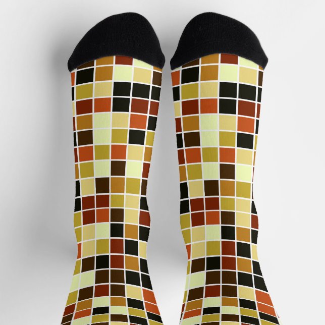 Pool Tiles, Brown Mosaic Tiles, Geometric Pattern Socks (Top)