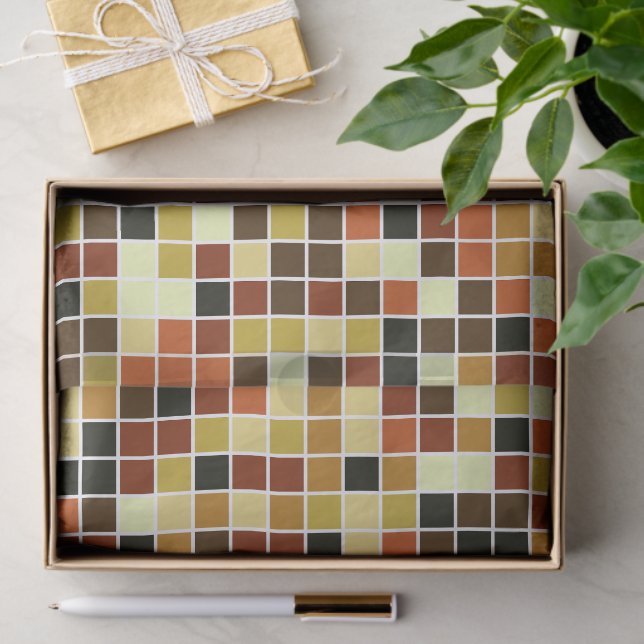 Pool Tiles, Brown Mosaic Tiles, Geometric Pattern Tissue Paper (Gift)