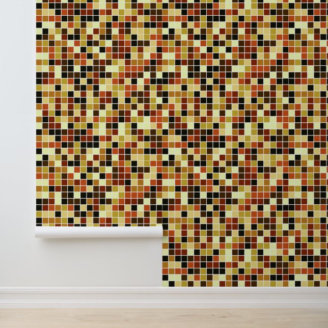Pool Tiles, Brown Mosaic Tiles, Geometric Pattern Wallpaper (Application)