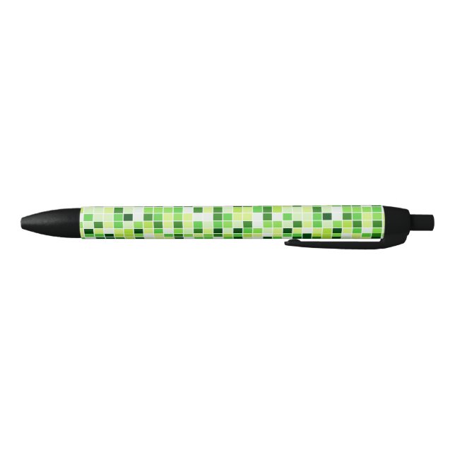 Pool Tiles, Green Mosaic Tiles, Geometric Pattern Black Ink Pen (Bottom)