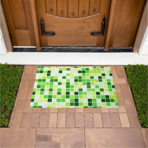 Pool Tiles, Green Mosaic Tiles, Geometric Pattern Doormat