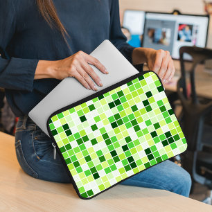 Pool Tiles, Green Mosaic Tiles, Geometric Pattern Laptop Sleeve