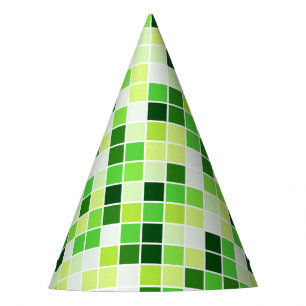 Pool Tiles, Green Mosaic Tiles, Geometric Pattern Party Hat