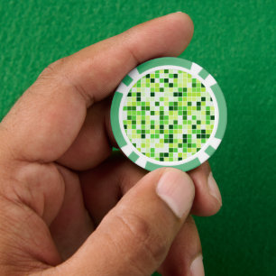 Pool Tiles, Green Mosaic Tiles, Geometric Pattern Poker Chips