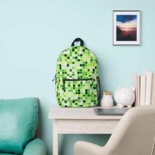 Pool Tiles, Green Mosaic Tiles, Geometric Pattern Printed Backpack