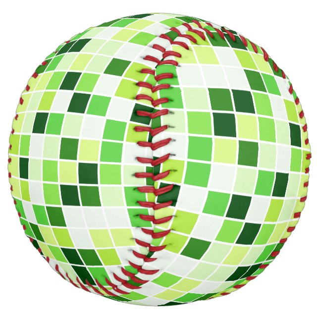 Pool Tiles, Green Mosaic Tiles, Geometric Pattern Softball (Angled)