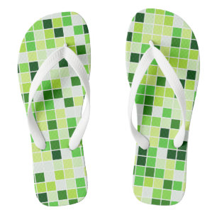 Pool Tiles, Green Mosaic Tiles, Geometric Pattern Thongs