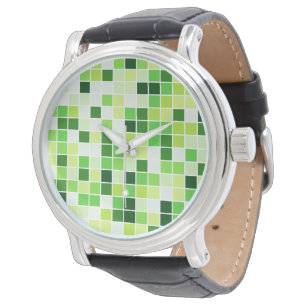 Pool Tiles, Green Mosaic Tiles, Geometric Pattern Watch