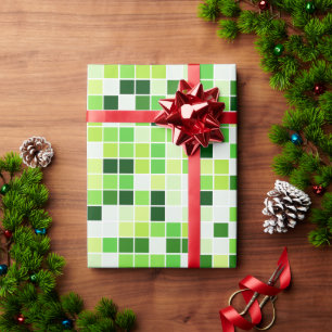 Pool Tiles, Green Mosaic Tiles, Geometric Pattern Wrapping Paper