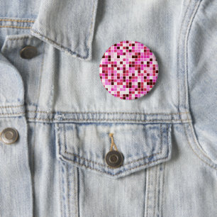 Pool Tiles, Pink Mosaic Tiles, Geometric Pattern 6 Cm Round Badge