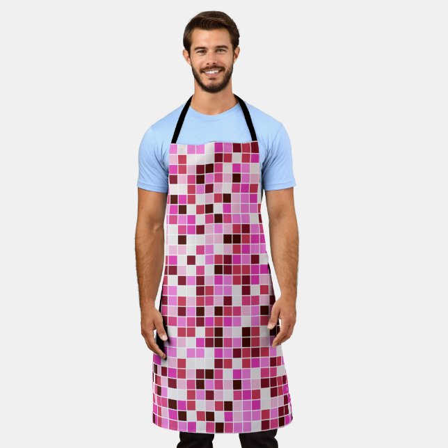 Pool Tiles, Pink Mosaic Tiles, Geometric Pattern Apron (Worn)