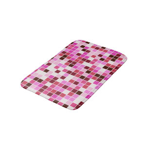 Pool Tiles, Pink Mosaic Tiles, Geometric Pattern Bath Mat
