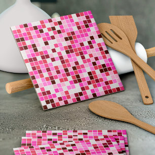 Pool Tiles, Pink Mosaic Tiles, Geometric Pattern Ceramic Tile