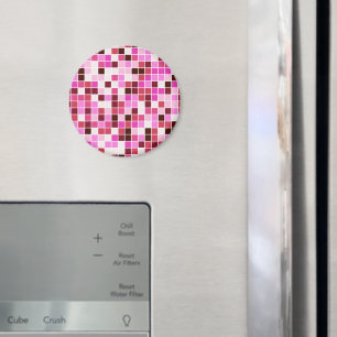 Pool Tiles, Pink Mosaic Tiles, Geometric Pattern Magnet