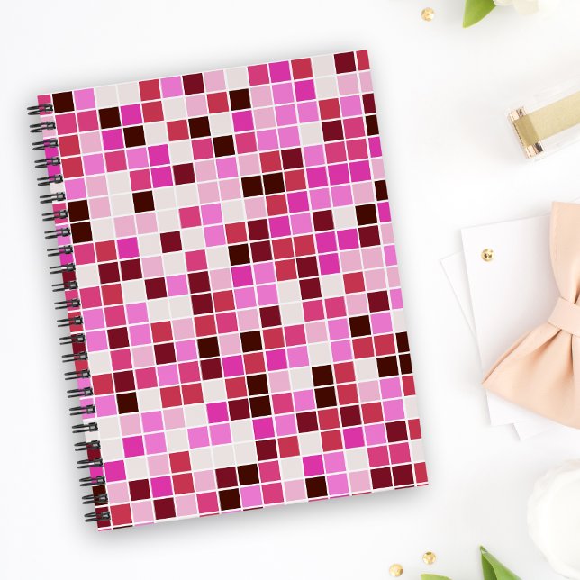 Pool Tiles, Pink Mosaic Tiles, Geometric Pattern Notebook (Creator Uploaded)