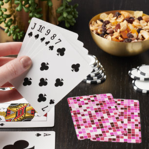 Pool Tiles, Pink Mosaic Tiles, Geometric Pattern Playing Cards