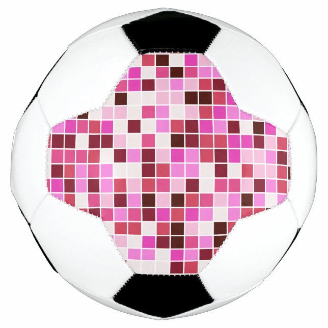 Pool Tiles, Pink Mosaic Tiles, Geometric Pattern Soccer Ball (Front)