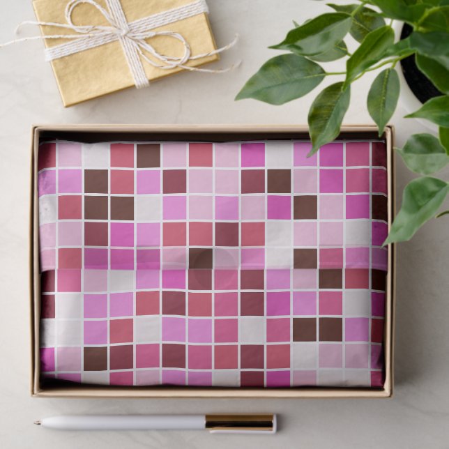 Pool Tiles, Pink Mosaic Tiles, Geometric Pattern Tissue Paper (Gift)