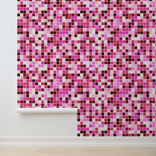 Pool Tiles, Pink Mosaic Tiles, Geometric Pattern Wallpaper