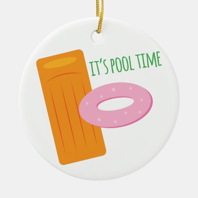 Pool Time Ceramic Ornament (Front)