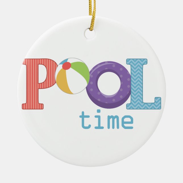 Pool Time Ceramic Ornament (Front)