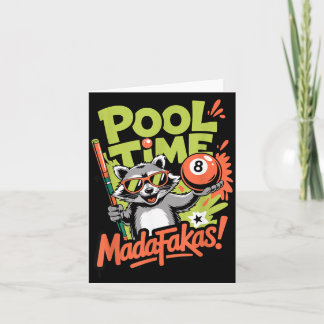 Pool Time Madafakas Funny Racoon Billiards Player Card