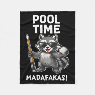 Pool Time Madafakas Funny Racoon Billiards Player Fleece Blanket