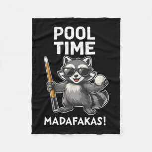 Pool Time Madafakas Funny Racoon Billiards Player Fleece Blanket