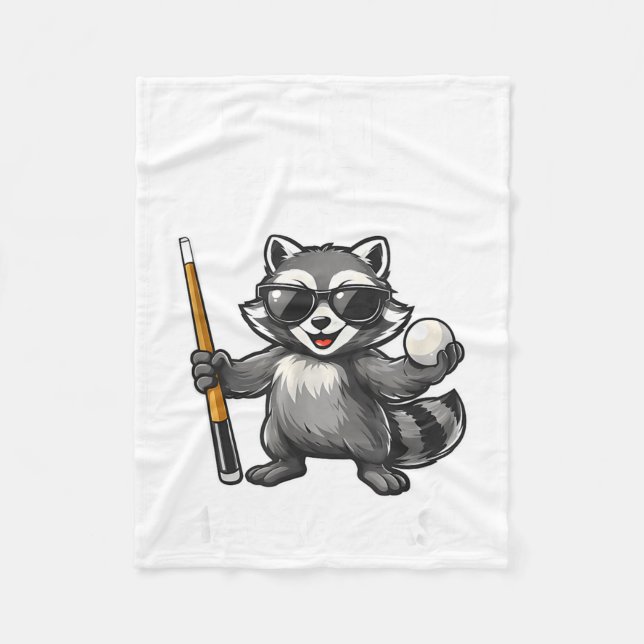 Pool Time Madafakas Funny Racoon Billiards Player Fleece Blanket (Front)