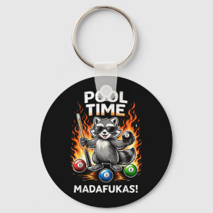 Pool Time Madafakas Funny Racoon Billiards Player Key Ring