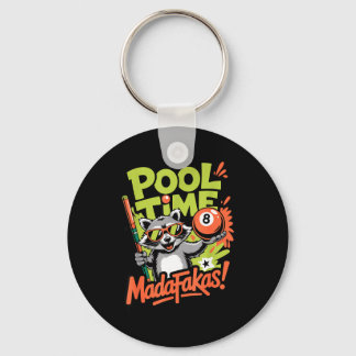 Pool time madafakas funny racoon billiards player key ring