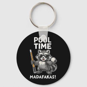 Pool Time Madafakas Funny Racoon Billiards Player Key Ring