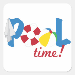 Pool Time Square Sticker