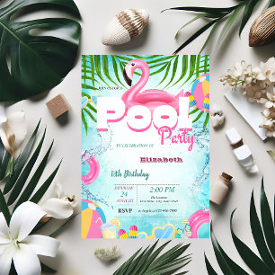 Pool Toys Summer Birthday Party  Invitation