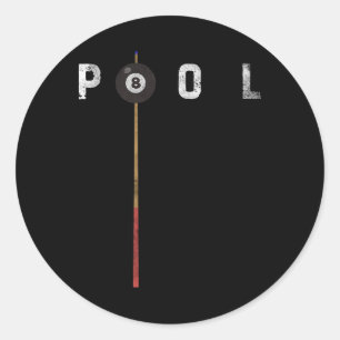 Pool Vintage Billiards Pool Player Funny Billiards Classic Round Sticker