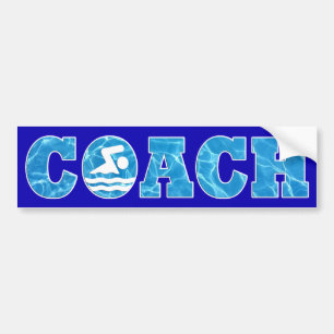 Pool Water COACH Bumper Sticker for Swim Coaches