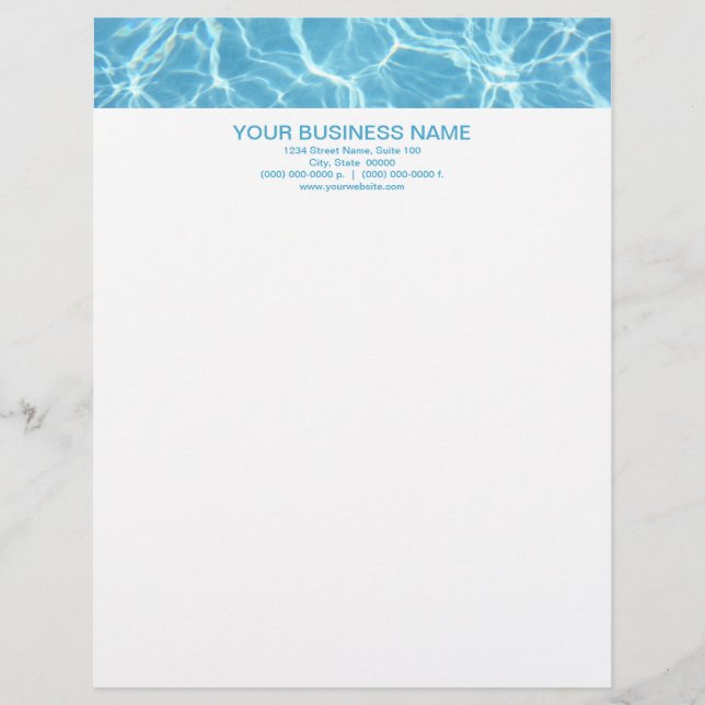 Pool Water Letterhead Template (Front)