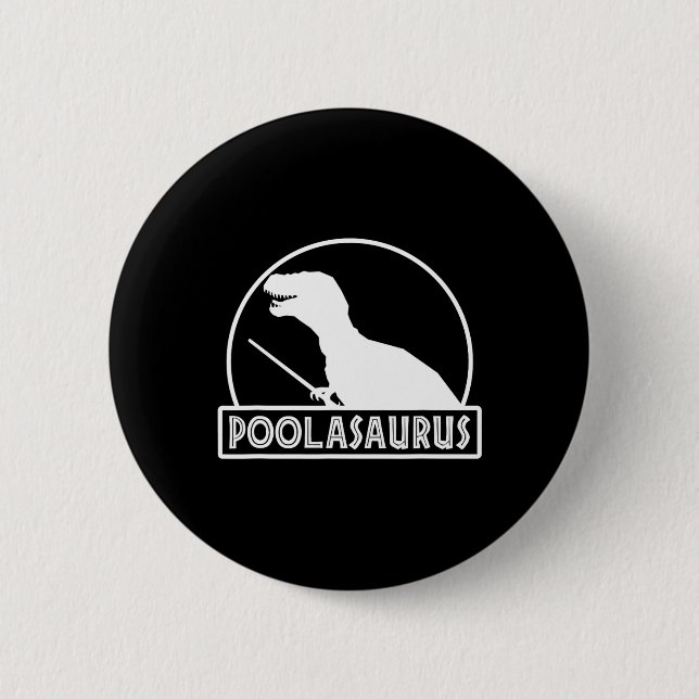 Poolasaurus Billiard Player Dinosaur Snooker Eight 6 Cm Round Badge (Front)