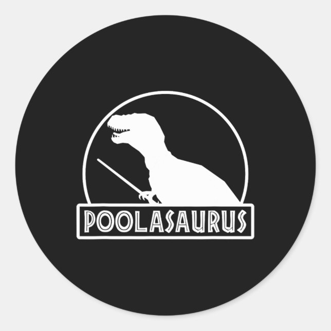 Poolasaurus Billiard Player Dinosaur Snooker Eight Classic Round Sticker (Front)