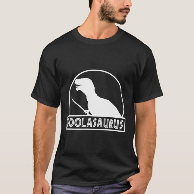 Poolasaurus Billiard Player Dinosaur Snooker Eight T-Shirt (Front)